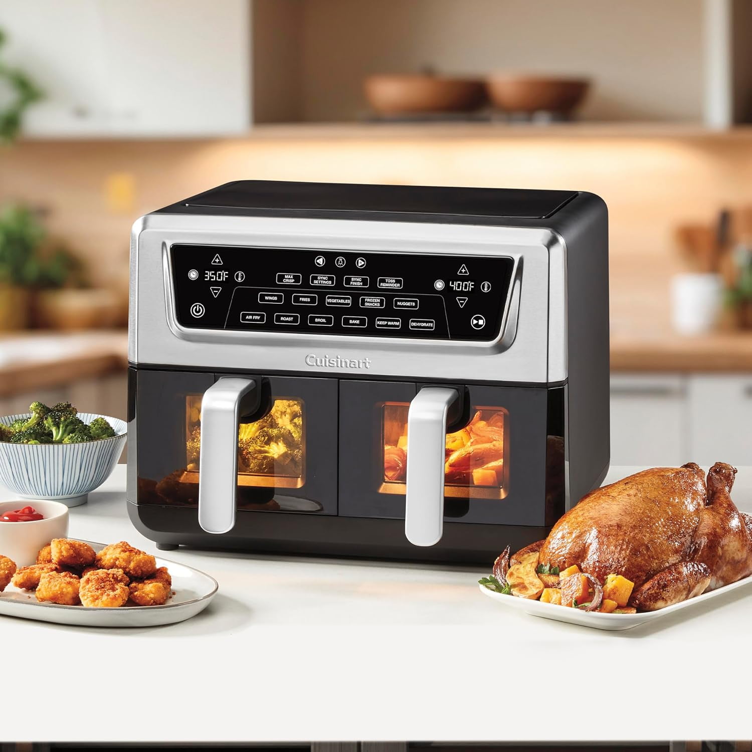 Cuisinart Dual Basket Air Fryer, Two Baskets 11 Qt in Total