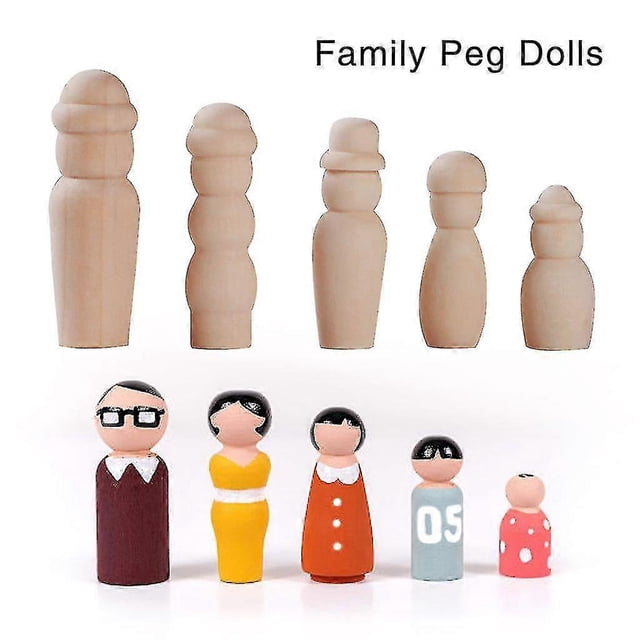 Wooden Peg Doll, 2 Set Decorative Unfinished Doll Bodies Family Craft People G