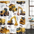thumbnail image 2 of Construction Truck Shower Curtain, Waterproof Shower Curtains for Bathroom, Cartoon Grips and Bulldozers Stirrup Car Washable Fabric Bathtub Curtain Set Bath Decor with 12 Hooks 48"x72", 2 of 8