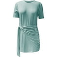 thumbnail image 3 of JGTDBPO Summer Dresses For Women Casual Short Sleeve Beach Swing Sundress Pleated Bow Belt Loose Comfy Mini Dress Cover Up Loose Dress, 3 of 4
