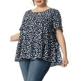 thumbnail image 4 of Agnes Orinda Women's Plus Size St. Patrick's Day Casual Top Round Neck Ruffle Sleeve Tiered Peplum Blouse 3X Navy Blue, 4 of 7
