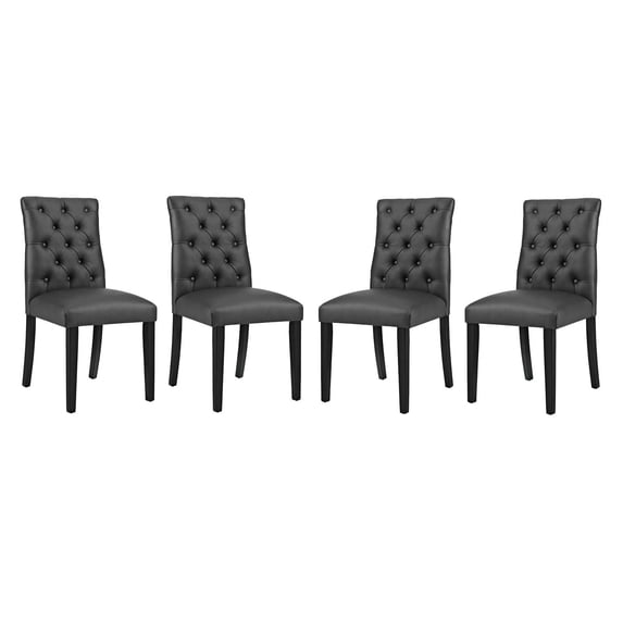 Modern Contemporary Urban Design Dining Kitchen Room Side Chair, Set of Four, Faux Vinyl Leather, Black