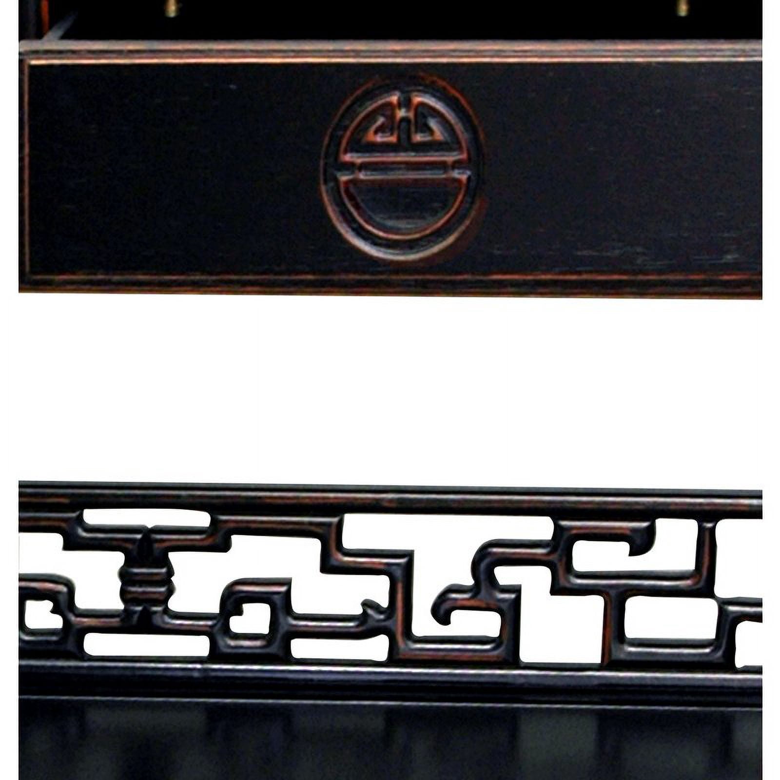 34" Chinese Rosewood Long Life Tea Display Cabinet - Antique Black