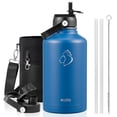 thumbnail image 1 of BUZIO 64oz Insulated Water Bottle, Half Gallon Stainless Steel Jug (Cold for 48 Hrs), Triple Wall Vacuum Large Metal Flask with Leakproof Straw Lid and Carry Sleeve, Blue, 1 of 9