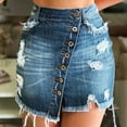 thumbnail image 3 of Tfken Women Skirts For Summer Solid Color Button Mini Ripped Denim Skirts With Pockets Trendy Daily Wear Female Leisure Clothes Blue, 3 of 8