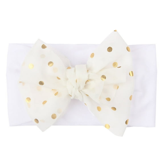 HUANBAI 1PC Baby Girls Dotted Bow Headband Stretch Hairband Headwear One Size