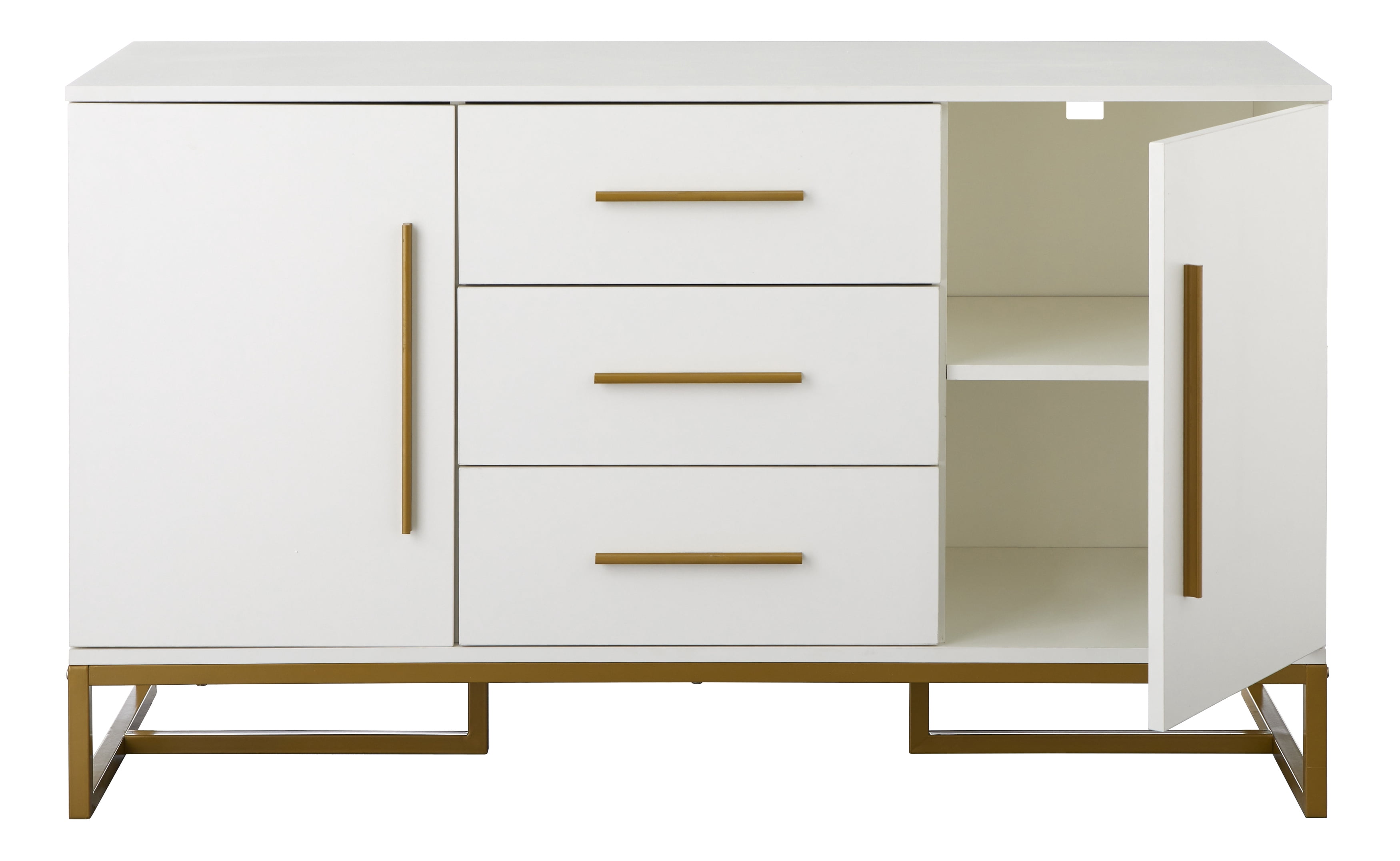 Ember Interiors Briar 47" Modern Dining Room Storage Sideboard, White Finish