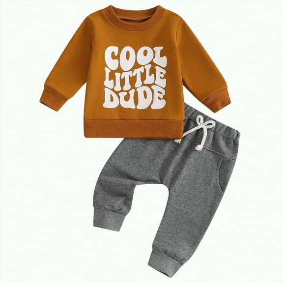 Gerichy Toddler Baby Boy Clothes Toddler Kids Baby Boy Fall Outfits 1T 2T 3T Letter Print Long Sleeve Tops Pants Winter Clothes Sets