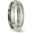 thumbnail image 5 of Chisel Titanium Brushed Center with Sterling Silver Inlay 6.2mm Ridged Edge Band - Ring Size 7.0, 5 of 8