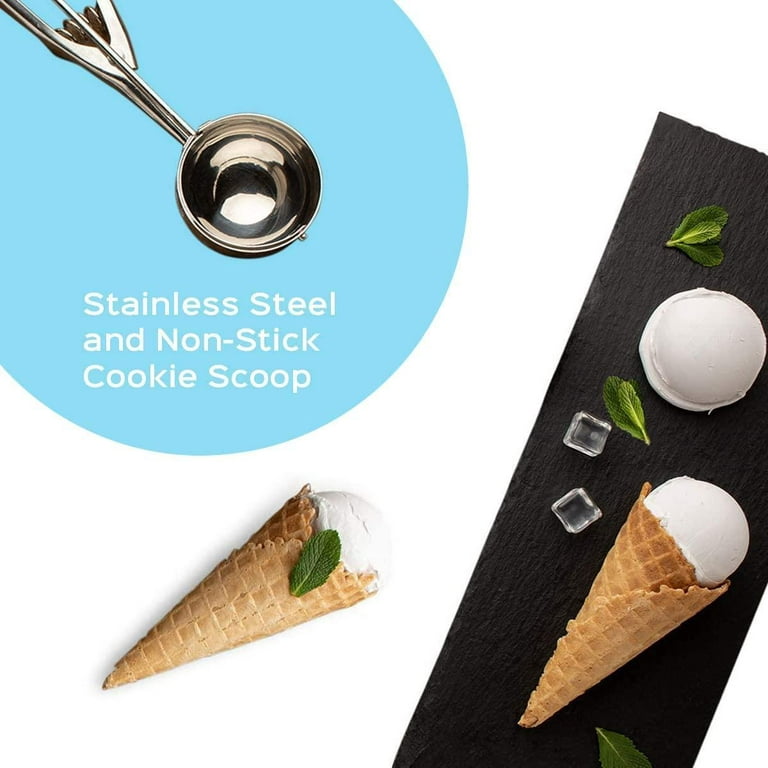 Topcobe 3 Pack Kitchen Stainless Steel Cookie Ice Cream Scoop Set,  Large-Medium-Small Size, Gold