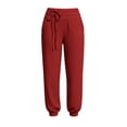 thumbnail image 4 of TEAJOPSUU Women's Cotton Blend Sweatpants Loose Elastic Waistband Cinching Bottom Ankle Pants with Pockets Casual Daily Solid Color Trousers Red, 4 of 5