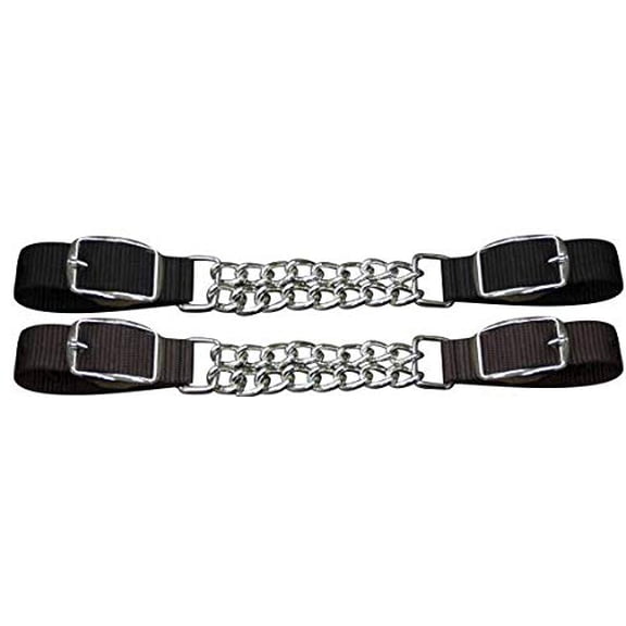 Showman Fully Adjustable Double Chain Nylon Curb Strap (Black)