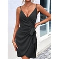 thumbnail image 6 of Jaimenalin Womens V Neck Tie Front Sleeveless Halter Midi Dress Fashion Summer Casual Party Outfit Black S, 6 of 9