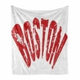 thumbnail image 1 of Boston Soft Flannel Fleece Throw Blanket, Calligraphic Illustration of Boston Damaged Looking Letters Curvy Form, Cozy Plush for Indoor and Outdoor Use, 50" x 70", Vermilion and White, by Ambesonne, 1 of 6