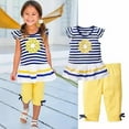 thumbnail image 5 of KYAIGUO Toddler Kids Girls Summer T-Shirt + Short 2 PCS Outfit,Spring Floral Striped Ruffle Short Tops Short Set for Infant 12 Months to 7 Years, 5 of 7