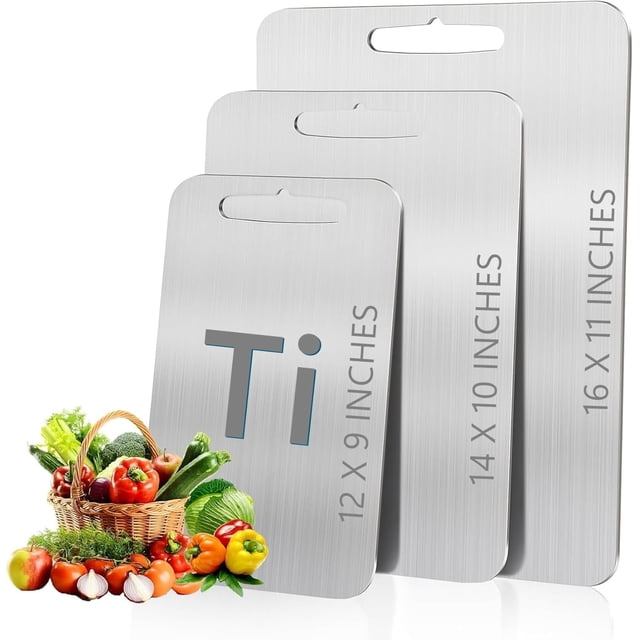 GNEL 3pzs Tablas de Cortar de Titanio para Cocina, Titanium Cutting Board, Tabla Para Cortar Con 3 Tallas, Resistente Duradero cara de titanio de grado hub