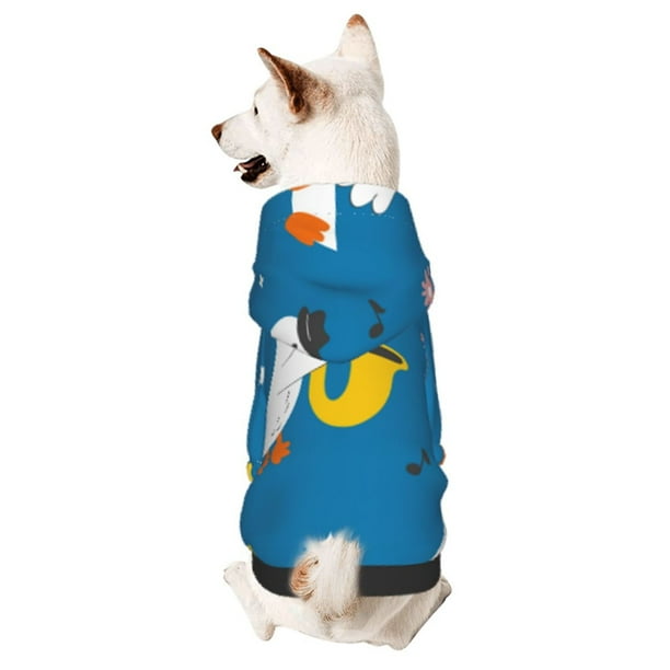 Fotbe Cartoon Goose Sudadera con Estampado para Perros Pequeños – Suéter con Capucha para Mascotas, Tela Suave de Forro Polar con Bolsillo-X-Small