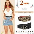 thumbnail image 2 of 2 Pack Women Leather Belts Faux Leather Jeans Belt with Double O-Ring Buckle Size up to 58 inch, 2 of 6
