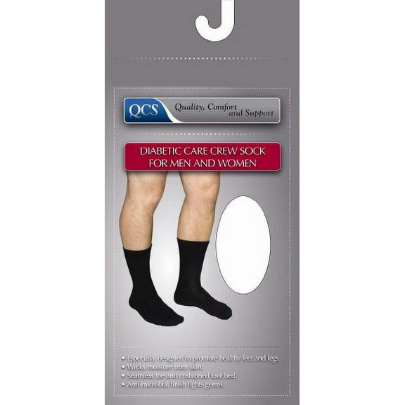 Diabetic Socks Crew X-Large Black 1 Pair