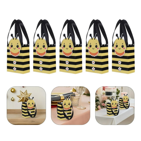 Tineasur Bee Themed Paper Bags Charming and Sturdy for Celebrations