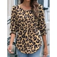 thumbnail image 6 of Blouses for Women Dressy Casual 3/4 Length Sleeve Womens Tops with Smocked Cuffs Leopard Print XXL, 6 of 7