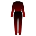 thumbnail image 5 of MSJUHEG Workout Sets For Women Womens Long Sleeve Tops Two Piece Outfit Long Sleeve Crewneck Pullover Tops And Long Pants Tracksuit Sweatsuits With Sweatpants Lounge Sets For Women Wine 3Xl, 5 of 5