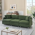 thumbnail image 4 of Comfortable Teddy Green Sofa with 2 Throw Pillows|3-Seat & Solid Wood Frame, 4 of 9