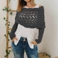 thumbnail image 5 of HNMKIU Women's Fashion Casual Autumn Winter Outdoor Solid Color Wool Hollow Lengthening Double Sleeve Shawl Scarf With Sweater ,Dark Gray, 5 of 9