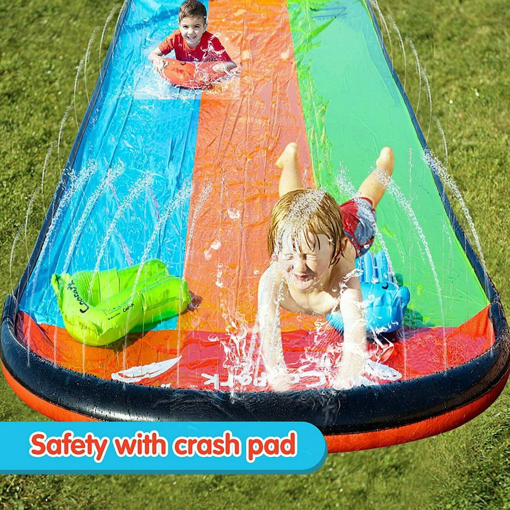 Coopark Triple Lane Inflatable Lawn Water Slide, Kids and Adults, 16 ft