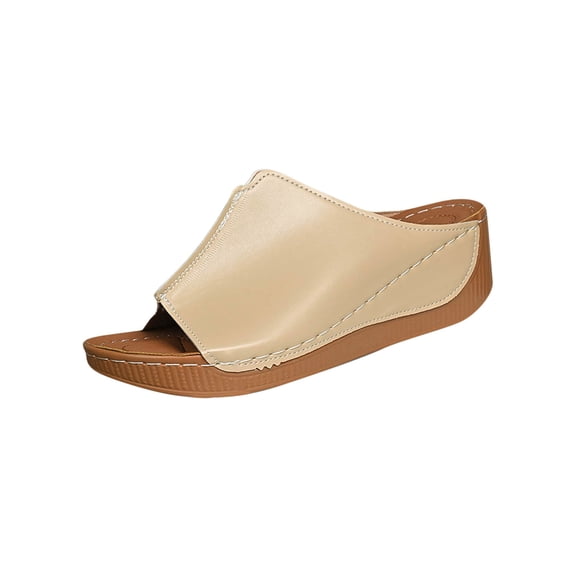 ShiShine Women's Peep Toe Wedge Slide Sandals Slip On Comfortable Casual Summer Beach Shoes