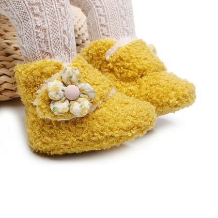 

Boots Shoes Walkers Warm Soft First Plush Girls Snow Baby Cotton Boys Baby Shoes Yellow 2