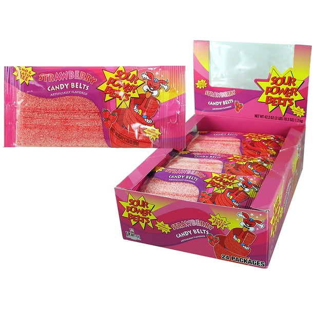 Sour Power Belt Candy Packages, Strawberry, 24 count, 42.3 Ounce