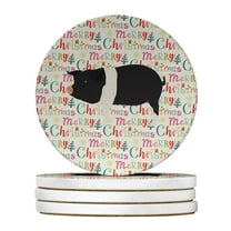 Carolines Treasures WDK2784RCS4 4 x 4 in. Unisex Hampshire Pig Christmas Large Sandstone Coasters - Pack of 4