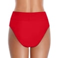 thumbnail image 4 of Conairie Bikini Bottoms Womens Solid Color High Waisted Full Coverage Swimsuit Lightweight Ruched Scrunch Bathing Suit Bottom Red XXL, 4 of 6