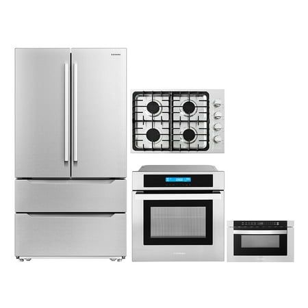 4 Piece Kitchen Package 30  Gas Cooktop 24  Single Electric Wall Oven 24  Built-In Microwave Drawer & Energy Star French Door Refrigerator