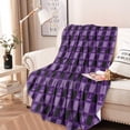 thumbnail image 2 of Halloween Purple Checkered Ghosts and Icons Round Blanket,Comfortable Soft Flannel Throw Blanket,All Season,Warm Lightweight Blankets for Sofa Bed Couch Living Room Chair 47"x47", 2 of 5