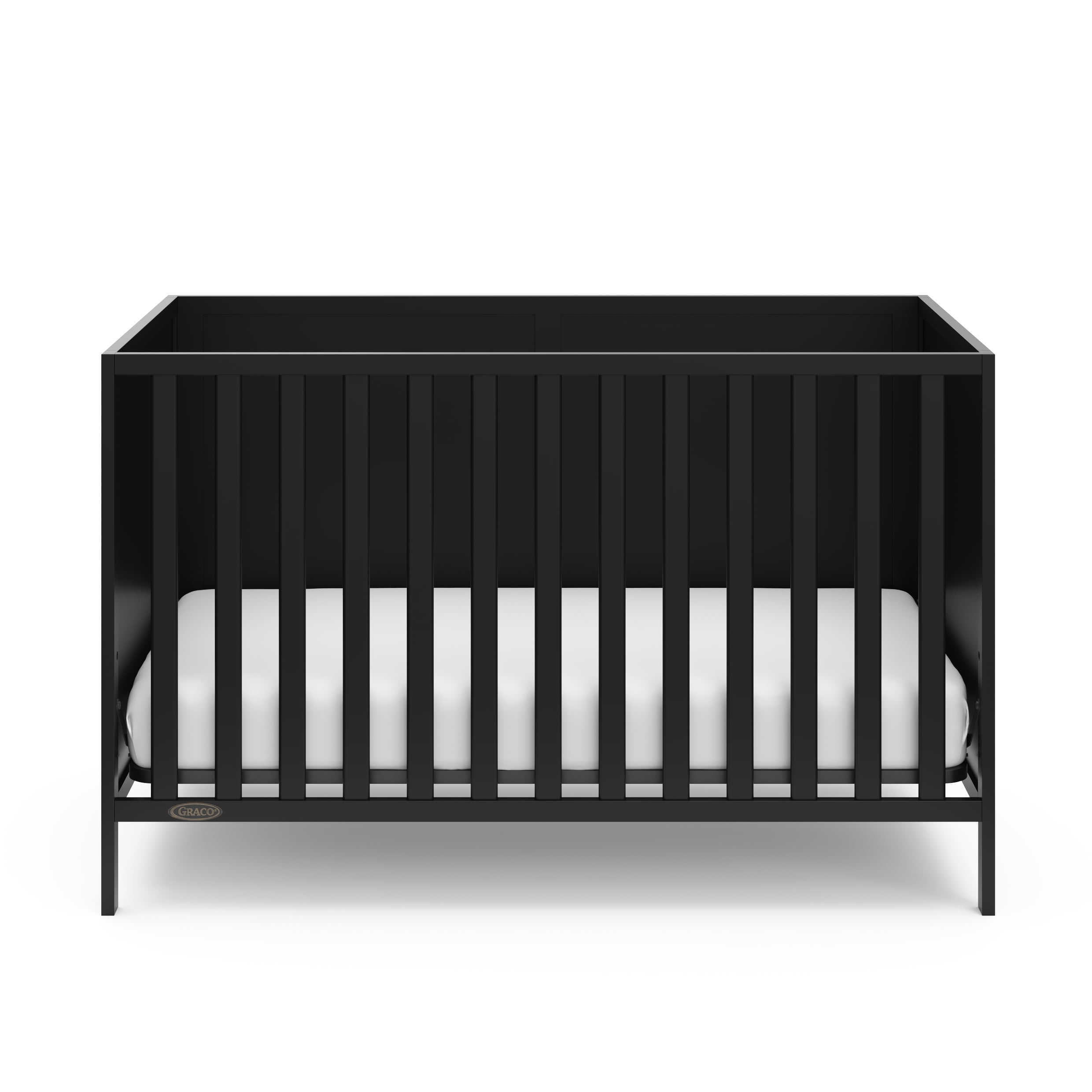 Graco Theo 3-in-1 Convertible Crib and Premium Crib & Toddler Mattress Bundle, Black