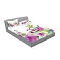 thumbnail image 2 of Ambesonne Floral Fitted Sheet & Pillow Sham Set, Watercolor Garden, Full, Pink Green, 2 of 2