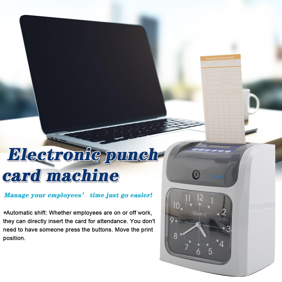 Electronic Time Clock Bundle w/50 Cards Employee Payroll Time Clock in/Out  Punch - Walmart.com, image size:1200x1200