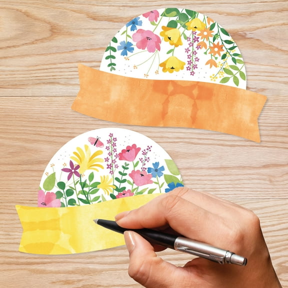 Big Dot of Happiness Spring Flowers - DIY Blank Paper Desk or Locker Labels - Classroom Name Tags - Set of 32