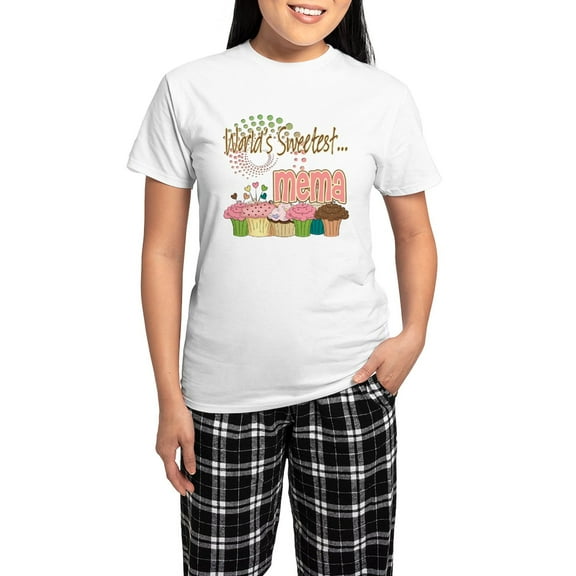CafePress - World's Sweetest Mema Women's Light Pajamas - Women's Short Sleeve Print T-Shirt and Pants Light Cotton Pajama Set