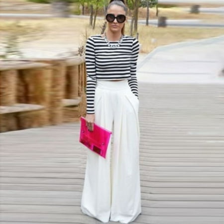Drawstring Leg Capris Women's Tops Fashion Solid Comfy Drawstring Palazzo Wide Leg Lounge Pants Loose Yoga Leggings Capri Ladies Trousers ()