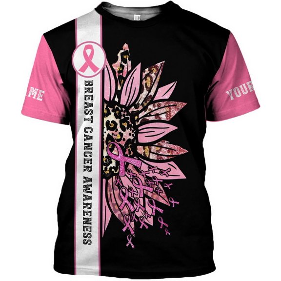 Personalized Breast Cancer Hoodie 3D, Pink Ribbon Awareness Sweatshirt, Survivor Pride Breast Cancer Zip Hoodie (T-shirt, S)