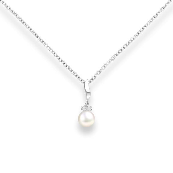 Pearl Necklace for Women Sterling Silver Chain Birthstone for Women Fine Jewelry Dainty Infinity Pendant Anniversary Birthday Christmas Gifts for Her Wife Mom Lady Daughter, (Style-2)