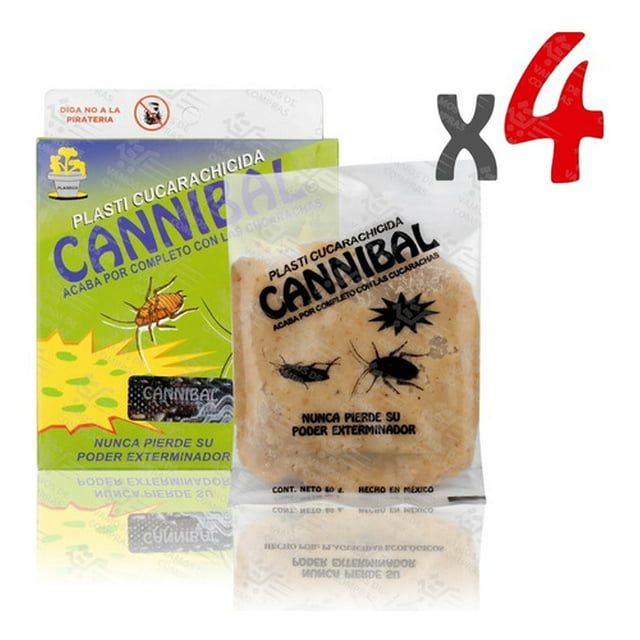 4 Pz Caja Veneno Mata Cucaracha Cannibal Exterminador Plaga
