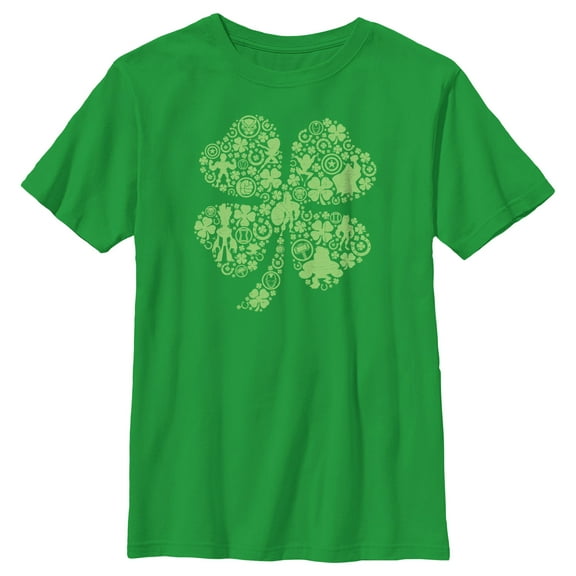Boys' Marvel St. Patrick's Day Avenger Icons Clover Collage Graphic Tee Kelly Green Medium