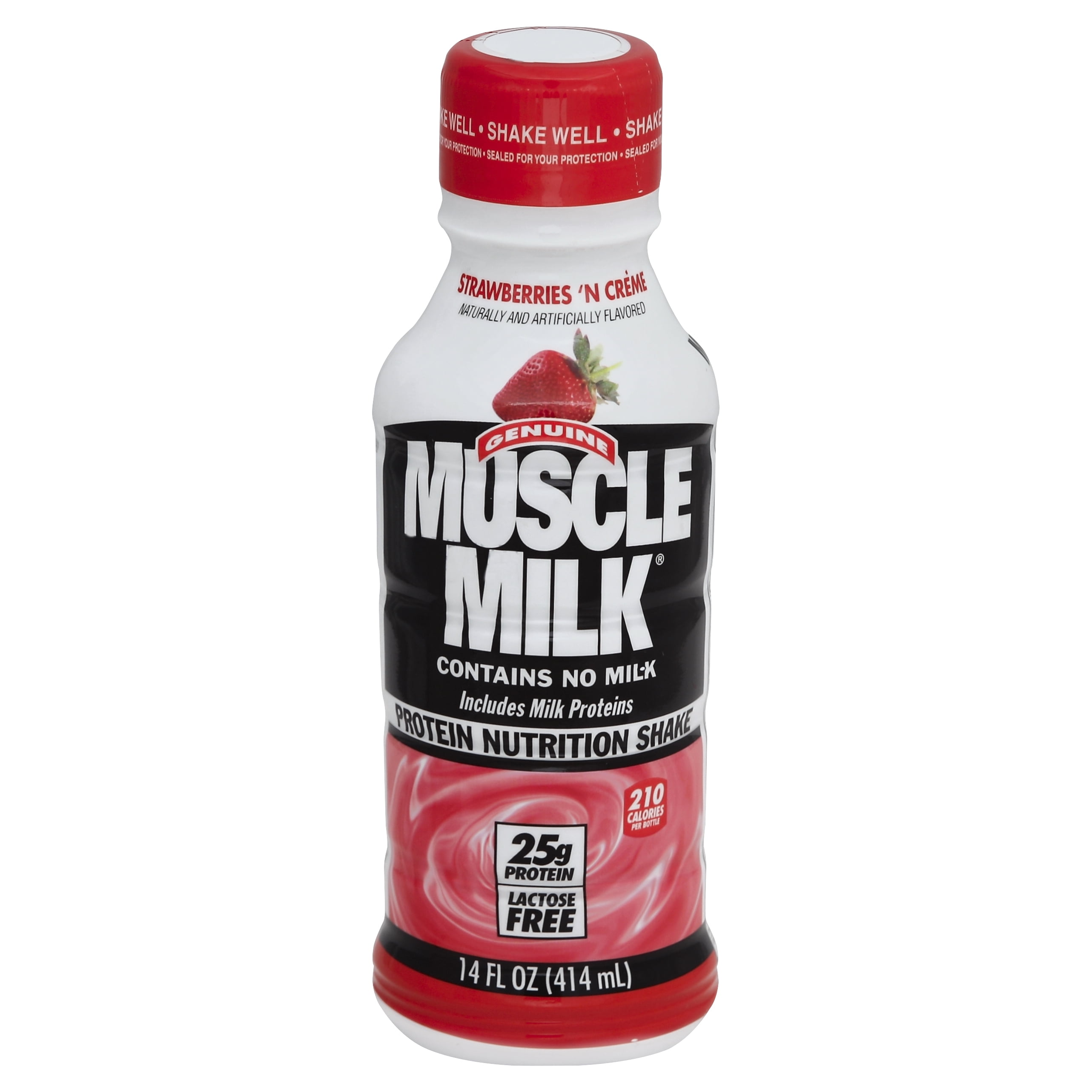 Muscle Milk Strawberries 'n Creme Protein Nutrition Shake, 14 fl oz, 12