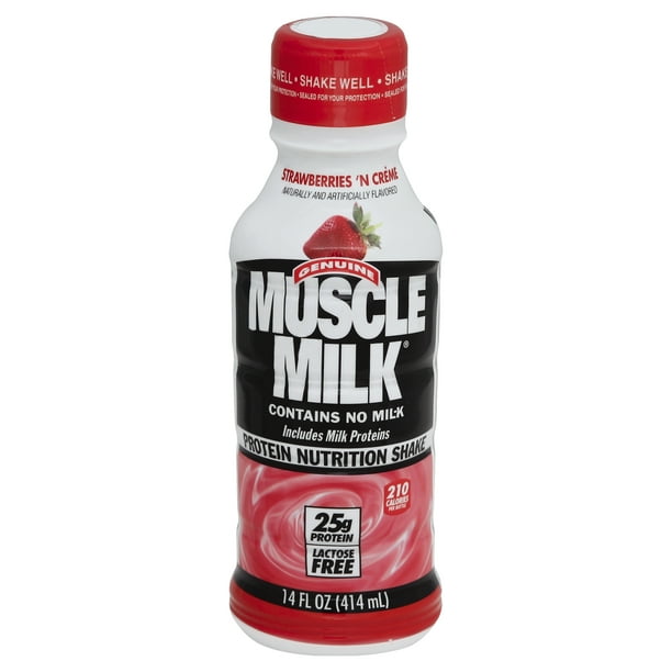 Muscle Milk Strawberries 'n Creme Protein Nutrition Shake, 14 fl oz, 12