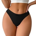 thumbnail image 5 of Qingpeng Womens Low Rise Lace Trim Thong Solid Color Bow Detail Panties Breathable Underwear Size S-XL, 5 of 5