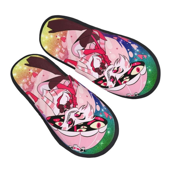 Hazbin Hotel Furry Slippers For Men Women Fuzzy House Slippers Winter Anti-Slip Indoor And Outdoor Slip On Shoes Medium